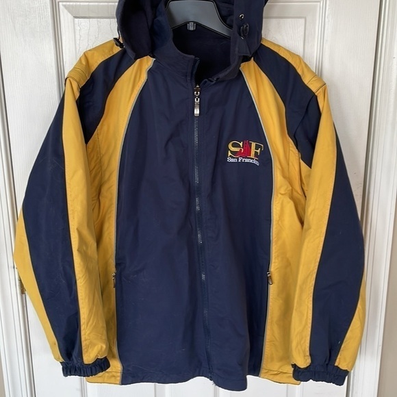 Vintage Gogo Sports San Francisco Navy & Gold Hooded Jacket Convertible Vest - Picture 3 of 8